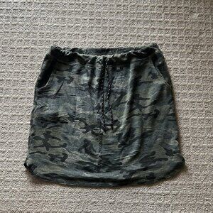 Sundry Evereve Womens 3 Green Camo French Terry Skirt Bungee Drawstring